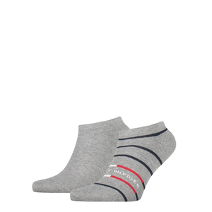Tommy Hilfiger Sneaker Breton Stripe (2-pack), heren enkelsokken, grijs melange gestreept