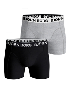 Bjorn Borg Cotton Stretch boxers, heren boxers normale lengte (2-pack), zwart en grijs