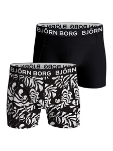 Bjorn Borg Cotton Stretch boxers, heren boxers normale lengte (2-pack), zwart en print