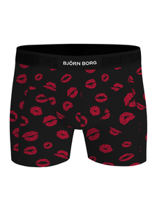 Bjorn Borg Cotton Stretch boxers, heren boxers normale lengte (1-pack), zwart met rode kus