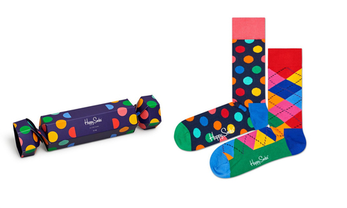 Happy Socks Christmas Cracker Big Dot Gift Box (2-pack), unisex sokken in cadeauverpakking