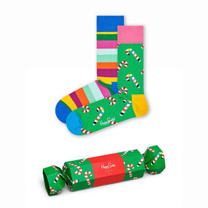 Happy Socks Christmas Cracker Candy Cane Gift Box (2-pack), unisex sokken in cadeauverpakking