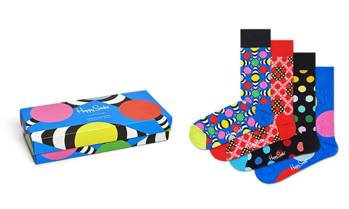 Happy Socks Classic Dots Socks Gift Set (4-pack), unisex sokken in cadeauverpakking