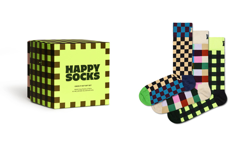 Happy Socks Check It Out Socks Gift Set (3-pack), unisex sokken in cadeauverpakking