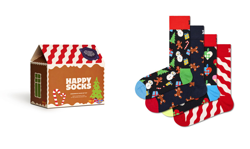 Happy Socks Gingerbread House Socks Gift Set (4-pack), unisex sokken in cadeauverpakking