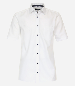 CASA MODA comfort fit overhemd, korte mouw, dobby, wit