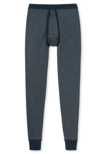 SCHIESSER Original Feinripp lange onderbroek (1-pack), heren onderbroek lang met opening donkerblauw dwarsstrepen