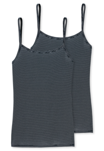 SCHIESSER Modal Essentials singlet (2-pack), dames hemd met spaghettibandjes nachtblauw
