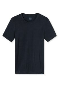 SCHIESSER Long Life Soft T-shirt (1-pack), heren shirt korte mouwen jersey elastisch ronde hals blauw-zwart