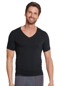 SCHIESSER Personal Fit T-shirt (1-pack), heren shirt korte mouwen v-hals zwart