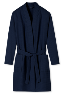 SCHIESSER Essentials badjas, dames badjas wafelpique donkerblauw