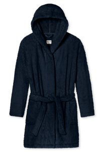 SCHIESSER Essentials badjas, dames kamerjas teddyfleece comfort fit donkerblauw