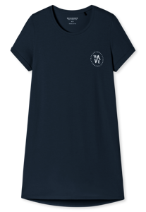 SCHIESSER Essential Nightwear T-shirt, dames slaapshirt korte mouwen print donkerblauw