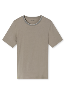 SCHIESSER Mix+Relax T-shirt, heren shirt korte mouw bio katoen streokken bruin-grijs