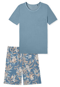 SCHIESSER Comfort Nightwear shortamaset, dames pyjama shortama blauw-grijs