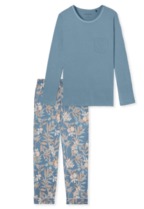 SCHIESSER Comfort Nightwear pyjamaset, dames pyjama lengte blauw-grijs