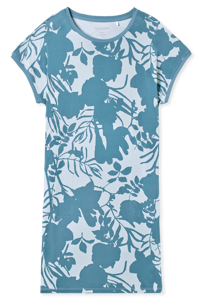 SCHIESSER Modern Nightwear T-shirt, dames slaapshirt korte mouw bloemenprint bluebird