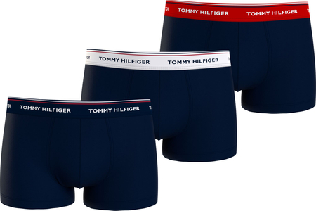 Tommy Hilfiger trunk (-pack), heren boxers normale lengte, blauw met gekleurde tailleband