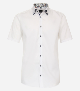 VENTI modern fit overhemd, korte mouw, twill, wit