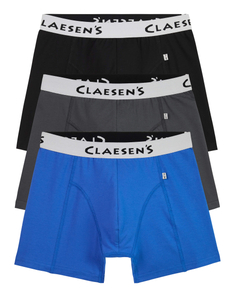 Claesen's Basics normale lengte boxer (3-pack), heren boxer, grijs, licht blauw, zwart