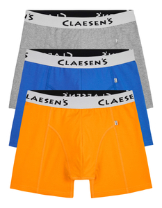 Claesen's Basics normale lengte boxer (3-pack), heren boxer, grijs, licht blauw, oranje