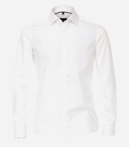 VENTI modern fit overhemd, popeline, wit met dubbele manchet