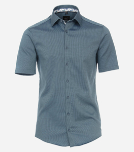 VENTI modern fit overhemd, korte mouw, dobby, turquoise