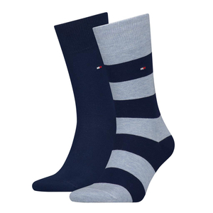 Tommy Hilfiger Rugby Sock (2-pack), heren sokken, lichtblauw melange gestreept