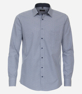 Redmond modern fit overhemd, popeline, blauw dessin