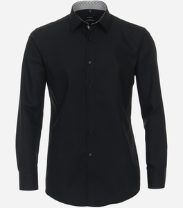 VENTI modern fit overhemd, mouwlengte 72 cm, popeline, zwart