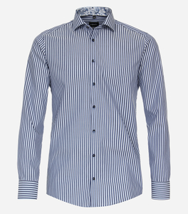 VENTI modern fit overhemd, dobby, blauw gestreept