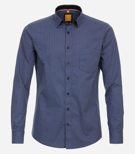 Redmond modern fit overhemd, popeline, blauw dessin