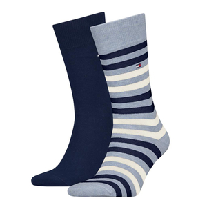 Tommy Hilfiger Duo Stripe Sock (2-pack), heren sokken, lichtblauw melange gestreept