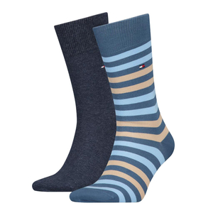 Tommy Hilfiger Duo Stripe Sock (2-pack), heren sokken, coast blauw gestreept