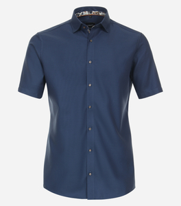 VENTI modern fit overhemd, korte mouw, twill, blauw