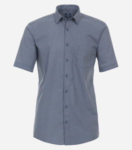 Redmond comfort fit overhemd, korte mouw, popeline, blauw dessin
