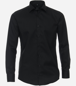VENTI modern fit overhemd, mouwlengte 72 cm, twill, zwart