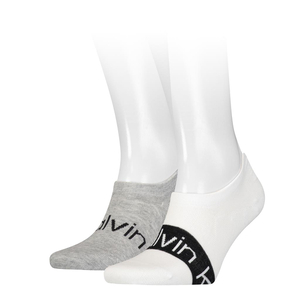 Calvin Klein Footie High Cut Logo Ribbon (2-pack), heren onzichtbare sokken, wit dessin
