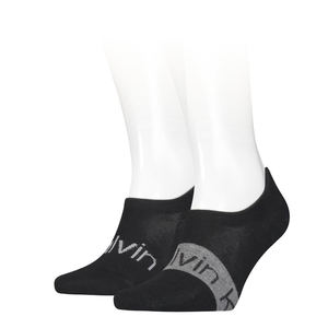 Calvin Klein Footie High Cut Logo Ribbon (2-pack), heren onzichtbare sokken, zwart dessin