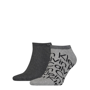Calvin Klein Sneaker All Over Print (2-pack), heren enkelsokken, grijs melange dessin