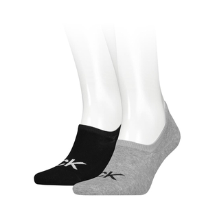 Calvin Klein Footie High Cut Logo (2-pack), heren onzichtbare sokken, grijs melange dessin