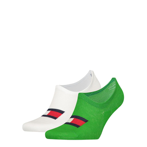 Tommy Hilfiger Footie Flag (2-pack), heren onzichtbare sokken, groen dessin