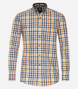 Redmond comfort fit overhemd, popeline, geel geruit
