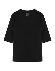 Claesen's dames Basics T-shirt (1-pack), 3/4 mouw O-hals T-shirt, zwart