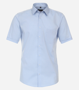 Redmond modern fit overhemd, korte mouw, popeline, blauw