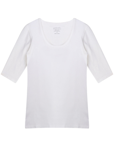 Claesen's dames Basics T-shirt (1-pack), 3/4 mouw O-hals T-shirt, wit