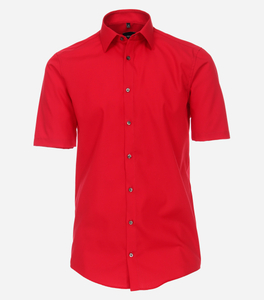 VENTI modern fit overhemd, korte mouw, popeline, rood