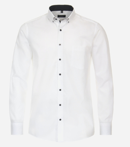 Redmond comfort fit overhemd, popeline, wit dessin