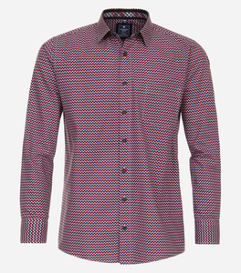 Redmond comfort fit overhemd, popeline, rood dessin