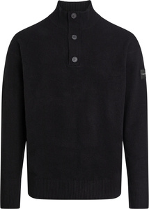 Calvin Klein heren schipperstrui wolmengsel, Lycra Blend Button Quarter Zip, zwart